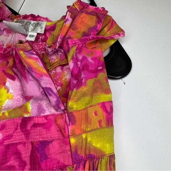 Maggy London Petites Pink Floral Ruffle Dress | Size 10P - Picture 4 of 7